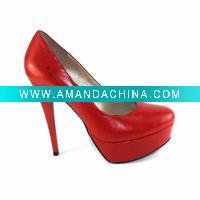 Wholesale VELONY 2011fashion red sheepskin leather super high heel sexy women wedding shoes with thick platforms