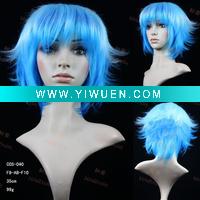 Wholesale Short blue cosplay wig ( heat resistant fiber)