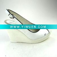 Wholesale Brand VELONY Best selling white sheepskin leather fish mouth high heels wedge ladies fashion sandal 2011 Summer