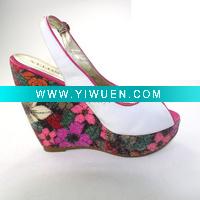 Wholesale 1691-10BVELONY2011Hot sale fashion white sheepskin leather fish mouth super high heel wedge ladies sandals with flower heel