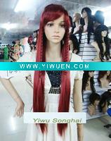 Wholesale Beautiful Long Girl's Cosplay Red Wig