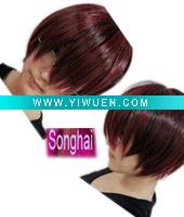 Wholesale Cool Black and Red Short Cosplay Wig