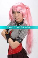 Wholesale Pink Long Girl's Cosplay Human Wigs