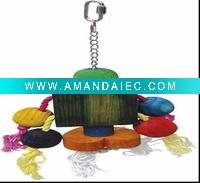 Wholesale Wooden colorful bird toy/cage accessories with robot shape