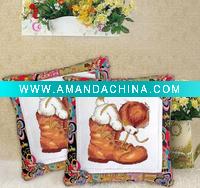 Wholesale 1, Embroiders line color bright2, cloth is cotton fabric cross stitch heart shaped pillow,BZ1001
