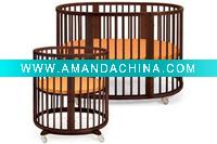 Wholesale Oval Solid Wood Baby Cot SGS certification