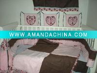 Wholesale crib bedding set suede cotton 9pcs