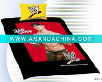 Wholesale power seller +100% Cotton WWE Single Bedding (3pcs)set for kid duvet cover bedding set for children A0314