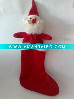 Wholesale plush santa clause christmas stocking soft toy