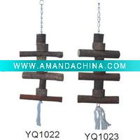 Wholesale natural wood with bark bird toy/cage accessories