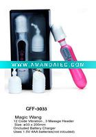 Wholesale Magic Wand, Female masturbation vibrator and body massager ,12 functions ,Three pcs soft flexible head,GFF-3033