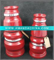 Fashional red columnar ceramic candle holder for home decoration 70378R