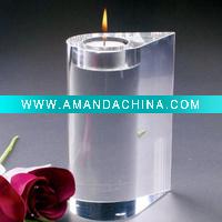 romantic spa round pillar glass crystal candle holder