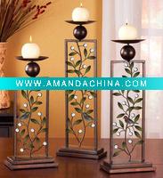 Wholesale Hot sell Table wooden & Metal candle holder (set of 3)