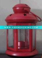Wholesale red metal christmas lantern,candle holder for decortation