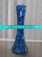 Wholesale Blue Mosaic Glass VaseFor Home Decoration