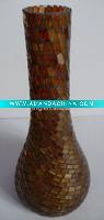Home decor,Handmade mosaic glass vase in brown color