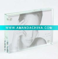 Wholesale home decorative magnetic square glass crystal photo frame