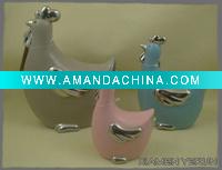 Wholesale Lucky cock electroplated ceramic for home accessories decoration 25106