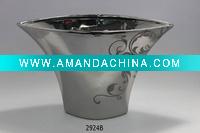 Wholesale Plating silver ceramic vase home decoration,pottery vase craft, ceramic vase gift,ceramic home decoration