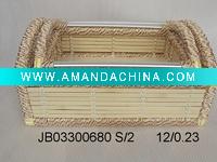 Wholesale Plastic rope woven with bamboo storage&decoration basket, napkin box