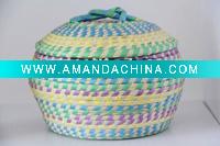 Wholesale natural straw box for gift storage home decoration