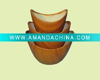 Wholesale 3 Set Resin flower pot with bamboo style