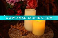 Wholesale Ivory Square Flameless LED Candle with bamboo holder