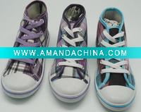 Wholesale Latest Fashion Design Middle Cut Girls & Lady Canvas Sneakers