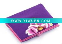 Wholesale purple embroidered fabric tissue bag
