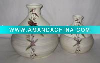 Wholesale 2 set white and grey terracotta flower vase indoor decoration