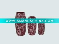Wholesale 3 Set decorated clay flower vase