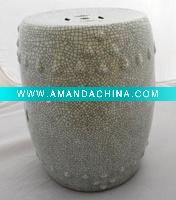 Wholesale White Crackled Ceramic Round Garden Stool WRYHE15