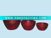 Red flower terracotta pots