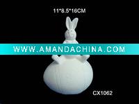 ceramic bisque rabbit for decoration-bisque potteryware