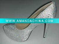 Wholesale white crystal wedding shoes