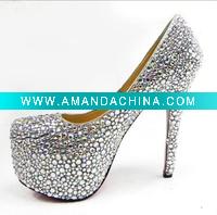 Wholesale diamond wedding crystal high heel shoes