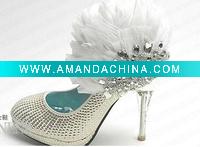 Wholesale ws-171 white rhinestones feather bridal wedding shoes