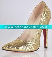 Wholesale Attractive gold bridal wedding shoes CL150 free shipping