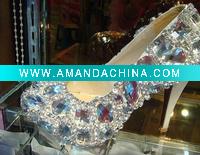 Wholesale Luxurious big crystals fully covered sparkle bride shoes evening shoes wedding shoes XZ003