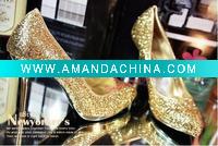 Wholesale sexy shining paillette GOLD Crystal stiletto shoes