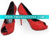 Wholesale 2012 new shoe style with crystal and peep toe