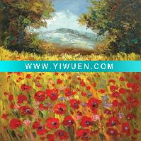 Beautiful Poppy Flower Landscape Canvas Oil Painting