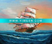 Wholesale sailing boat oil painting for decorative