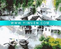 Wholesale village scenery oil painting/Paint by Numbers (a waterside village)