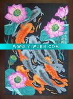 Wholesale Handmade ornament painting of Lotus and fish