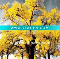 Wholesale trees in yellow leaves lacquer painting for home decoration