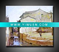 Wholesale Chinese ancient town painting on canvas for decoration