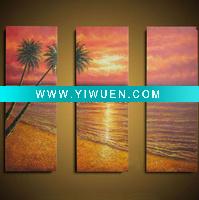 Wholesale hand painted beautiful palm tree seascenery oil painting for home decoration