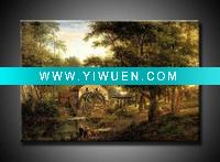 Wholesale Vintage Cottage Mountain House Landscape Painting Tree Signed